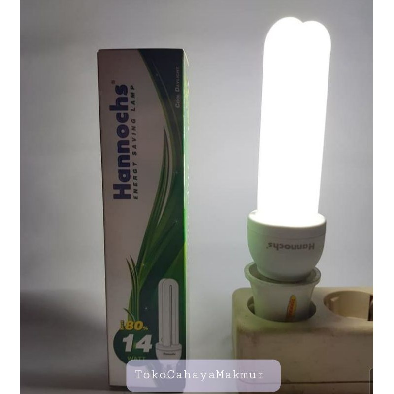 Lampu Bolham Hannochs LHE 14w 14watt 2U PLC Lampu Hemat Energy