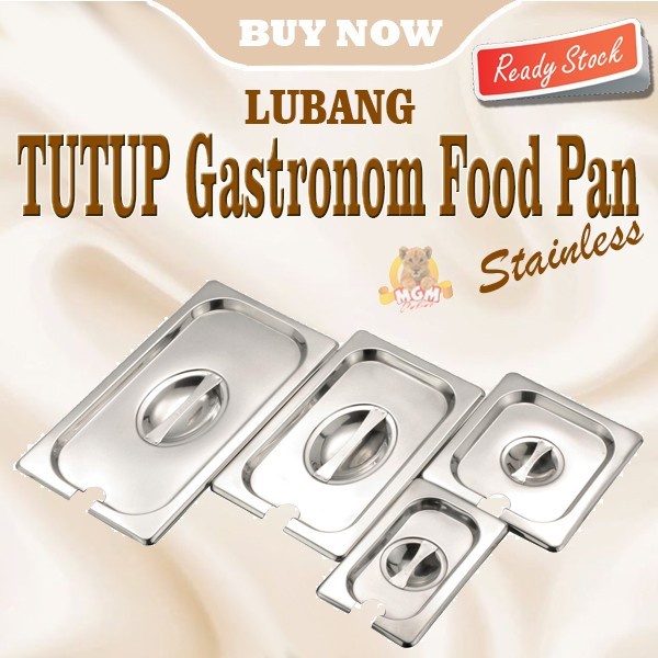 Tutup Food pan Stainless 1/6 gastronorms Cover open LUBANG prasmanan