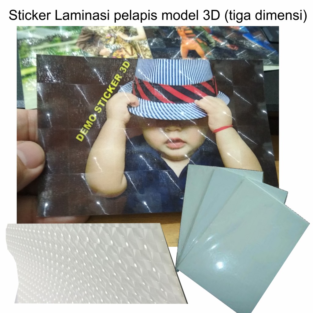 

Stiker laminasi pelapis kertas foto tahan air motif 3D tiga dimensi sticker isi 5 lembar