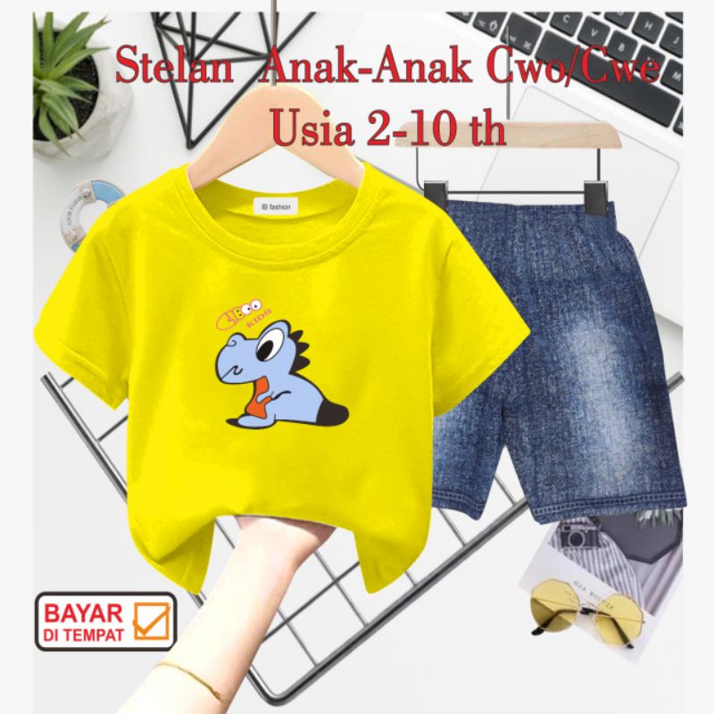 ((IB))SETELAN ANAK2 UNISEX SEMI JEANS/DINO DIGITAL SABLON