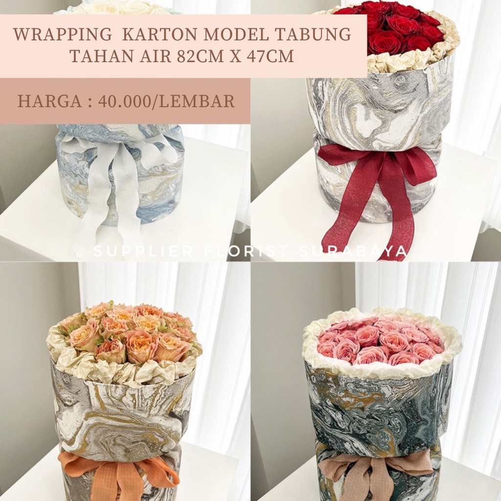 KERTAS KARTON WATERPROFF KERTAS WRAP WRAPPING BUKET BUNGA ROUND BULAT KOREAN STYLE MODEL TABUNG GAMBAR MARBLE MARMER GALAXY