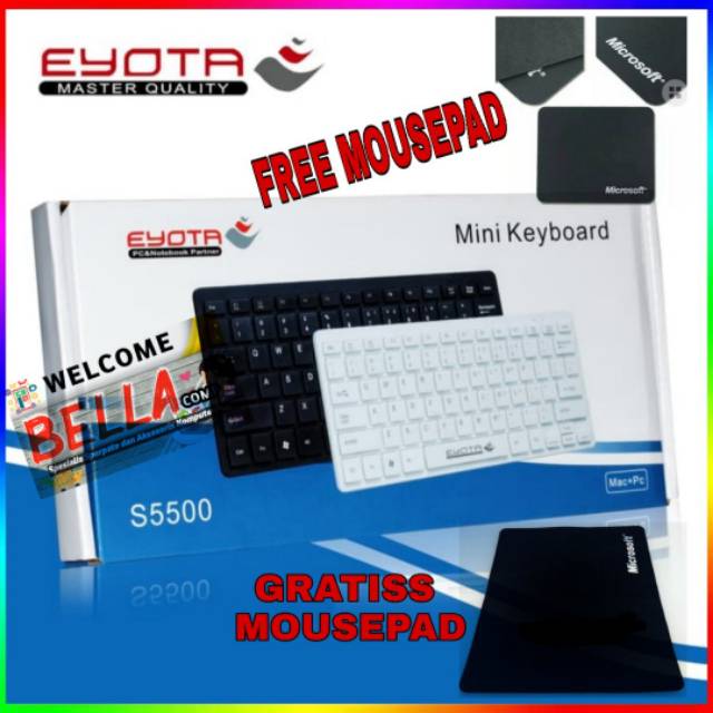 Gratiss mousepad..Keyboard Mini USB Eyota S5500 Keyboard Eyota S5500/KEYBOARD LAPTOP PC KABEL USB