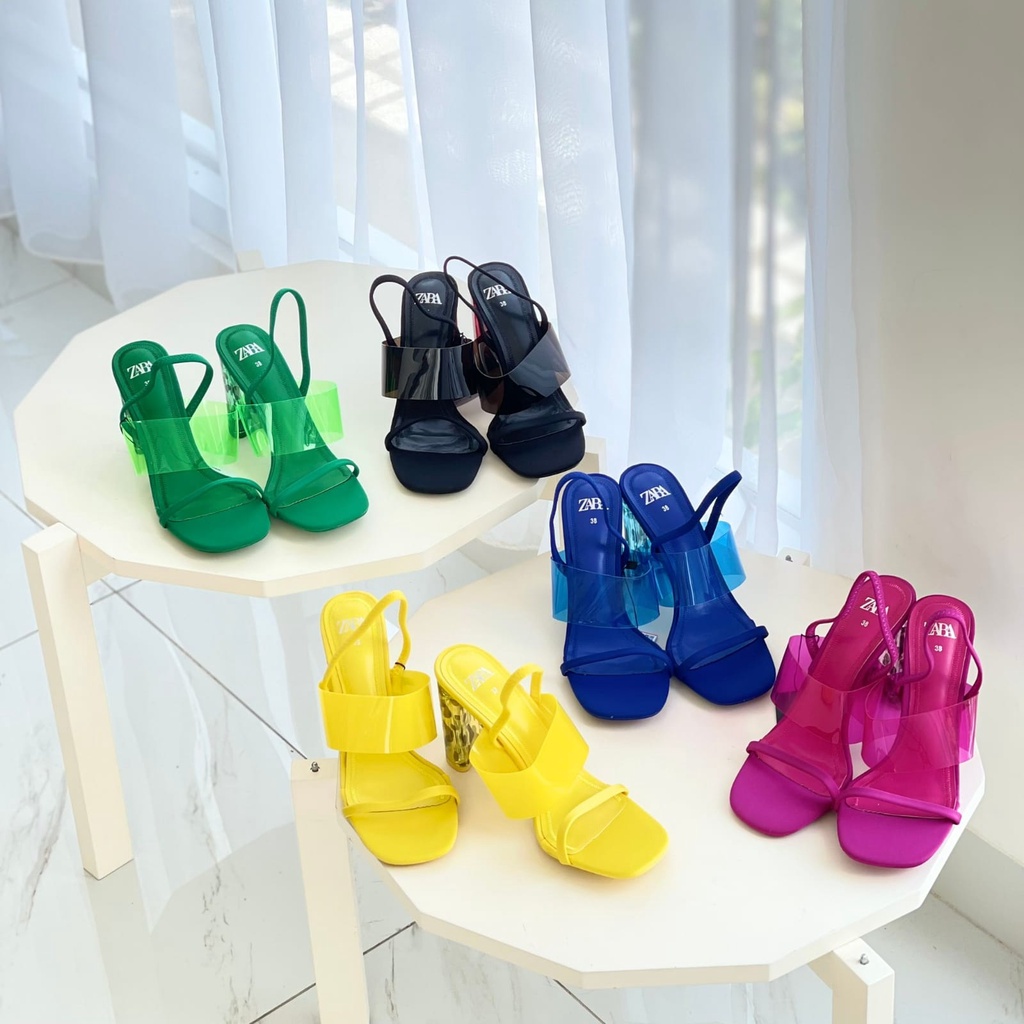 SANDAL WANITA ZS-3595 VINLY MULES HEELS 9CM