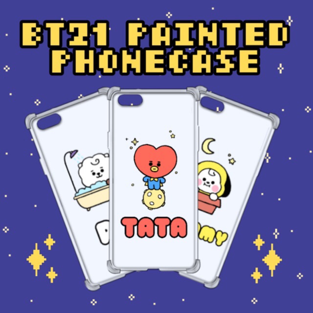 BT21 PAINTED PHONECASE - Casing Painted Aesthetic BT21 BTS Custom Handpainted Anticrack Case