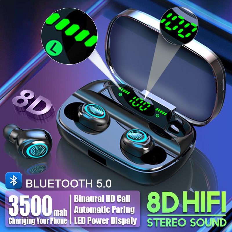 Robotsky TWS Sport Earphone True Wireless Bluetooth 5.0 with Powerbank Charging Dock 3500mAh - S11