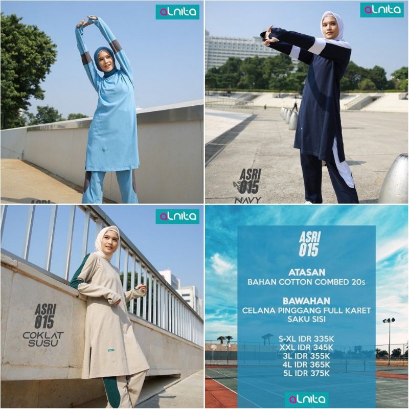 Setelan Sport Cotton Combed 20s Alnita Syari Muslim ALNITA SETELAN SPORT SYAR'I ASRI 016