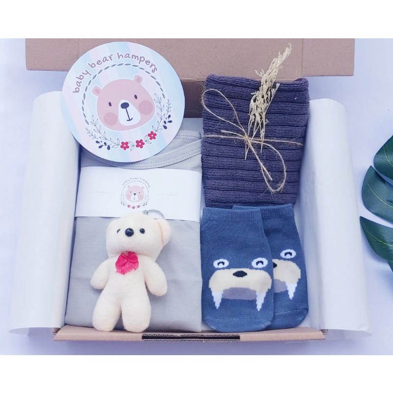 BB1 -  Hampers Bayi / Baby Hampers / Newborn Baby Gift Set / Baby Gift / Kado Bayi / Kado Lahiran / Kado Anak lahir / kado anak / hadiah kelahiran-Klasik bear grey