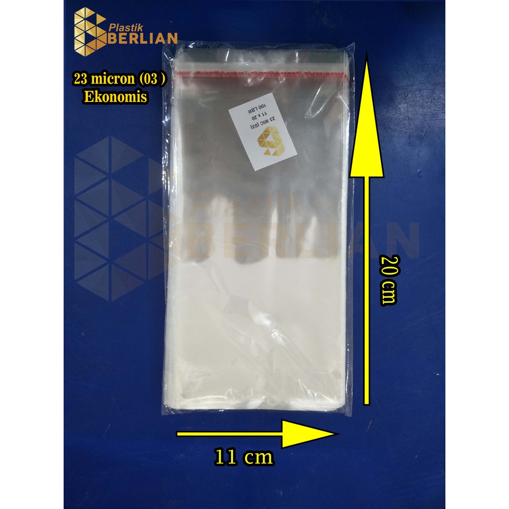 

11 x 20 cm Plastik OPP EKONOMIS 23micron (100 lbr) (lem/seal)
