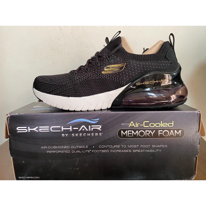 SALE Skechers Skech Air Stratus Credin Men's Shoes - Black Gold (NEW)