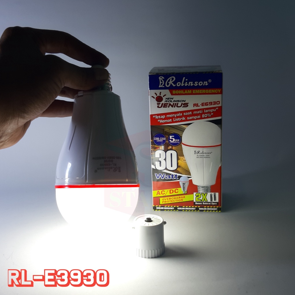 Lampu Jenius Bohlam Sentuh LED 30 Watt Model Emergency  Menggunakan Daya 2x Batterai Type 18650