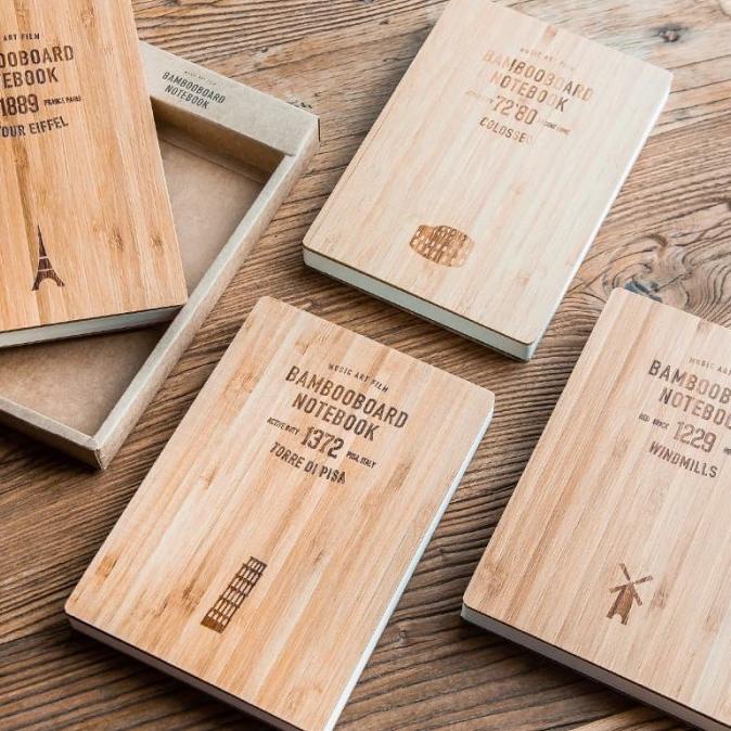 

ARAMI Hard Cover Bamboo Wood Note Book Buku Tulis Catatan Kantor Diary