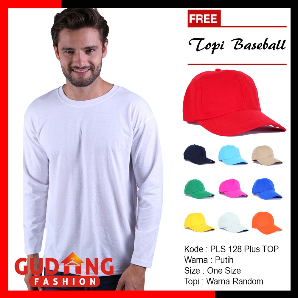Kaos Polos Panjang O-Neck Plus Free Topi (COMB)