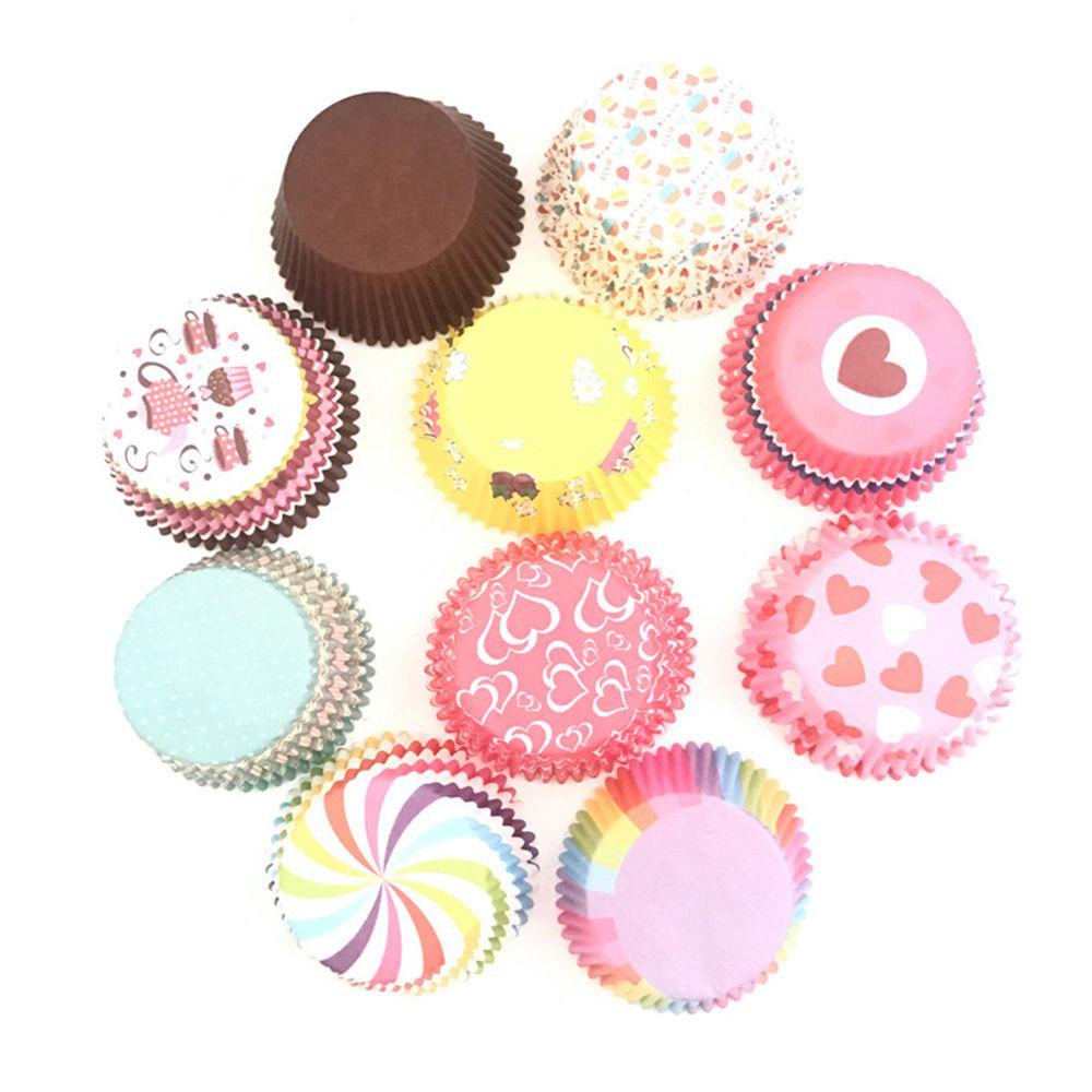 Solighter 100 Pcs Pembungkus Cupcake Bakeware Nampan Perlengkapan Pesta Liner Muffin Cases