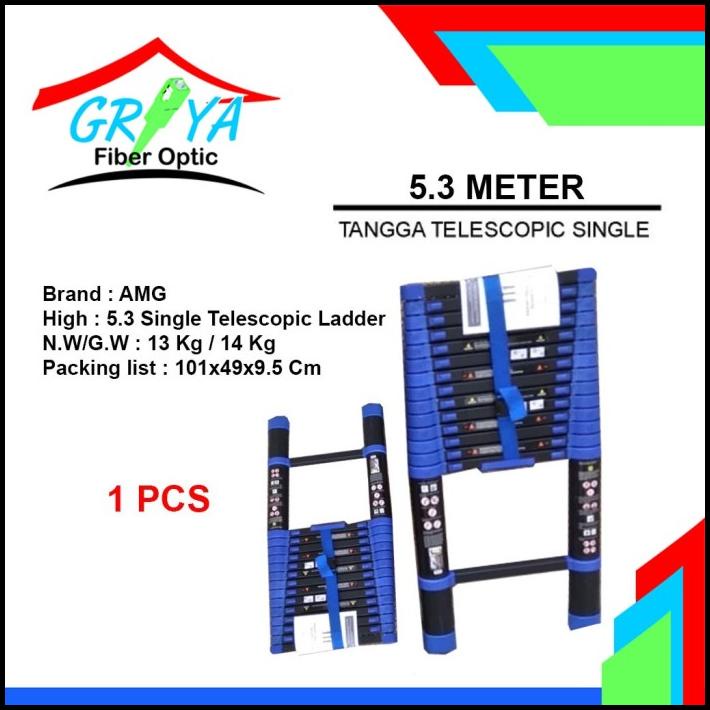 Tangga Teleskopik 5.3 Meter - Biru Amg / Tangga Lipat Teleskopik 5.3M