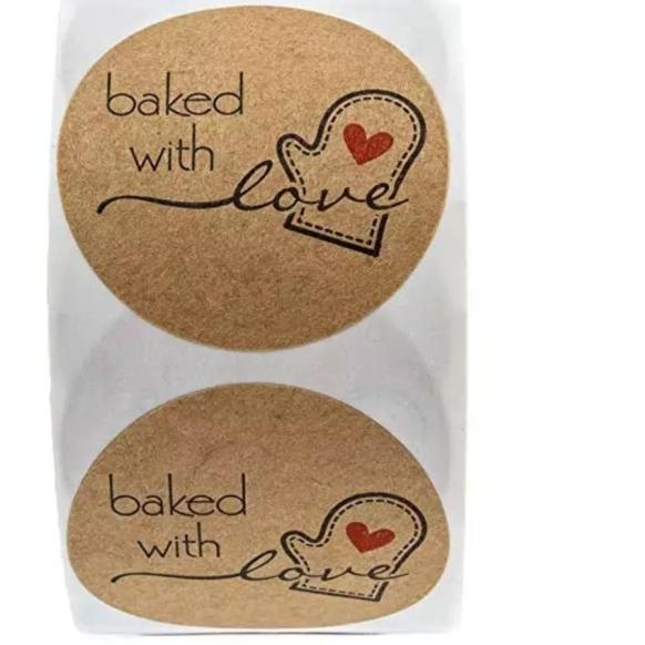 

➵ Sticker Label kemasan baked with love / sticker kue ☋