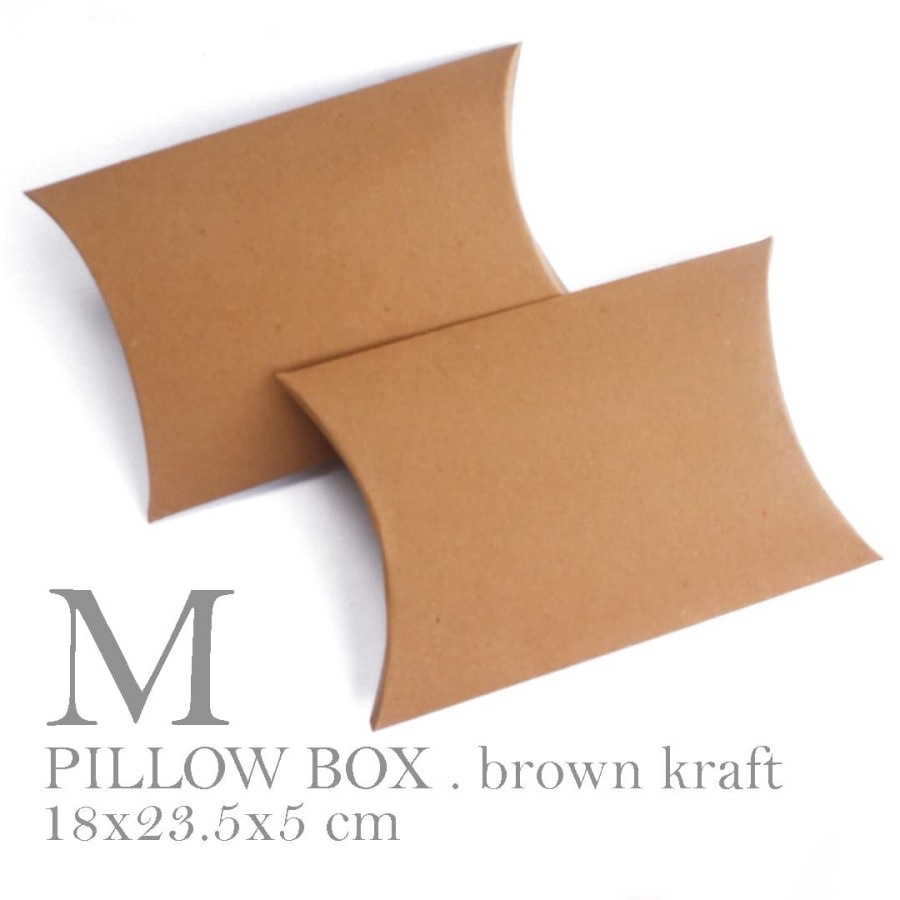 

Pillow Box Coklat Kotak Kado Kardus Souvenir Gift Box Hampers Packaging Size M 18x23,5cm Pillow Pack