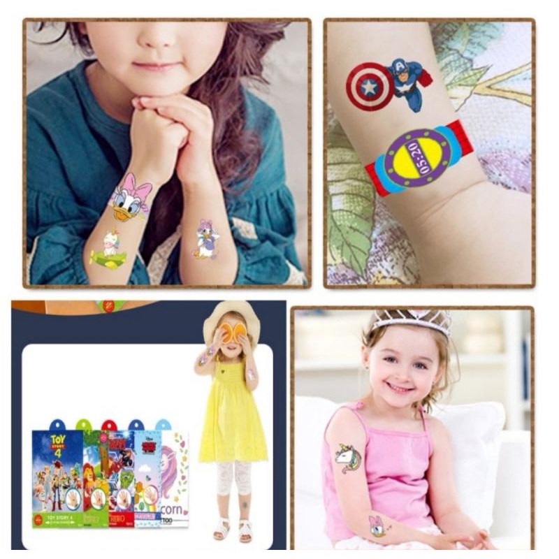 Tattoo kids waterproof mainan tato anak premium kualitas kartun karakter Disney temporer stiker tatoo