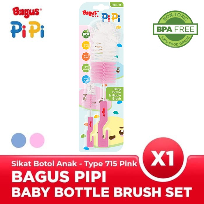 Bagus Pipi Sponge Baby Bottle Nipple Brush Set Sikat Botol Bayi 715