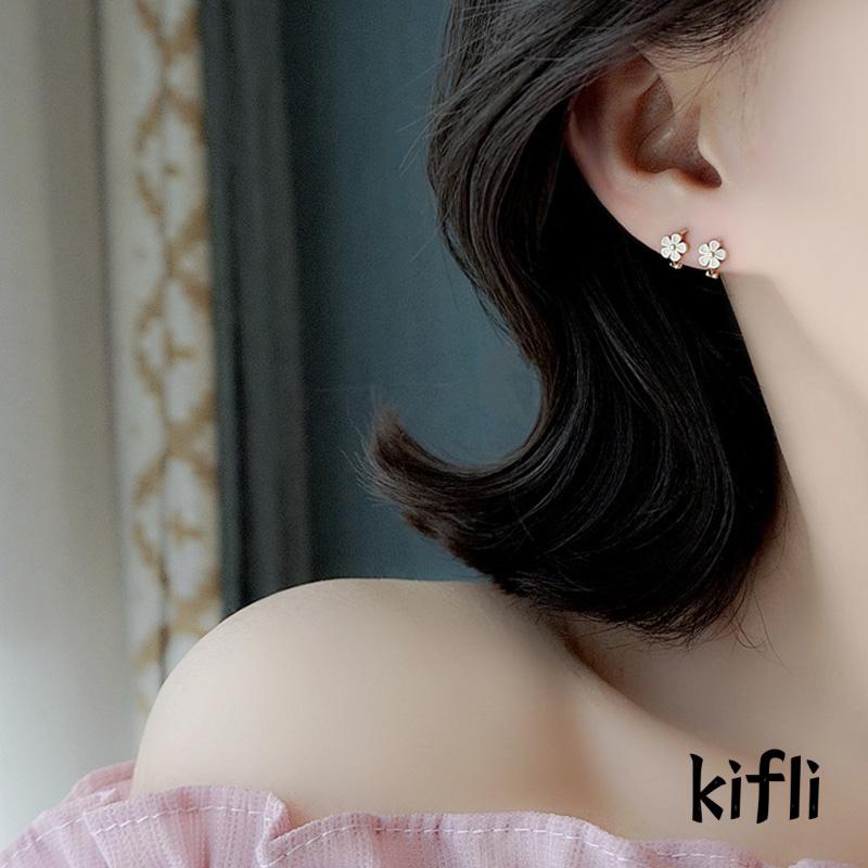 Anting Hoop S925 Silver Desain Daisy Gaya Retro