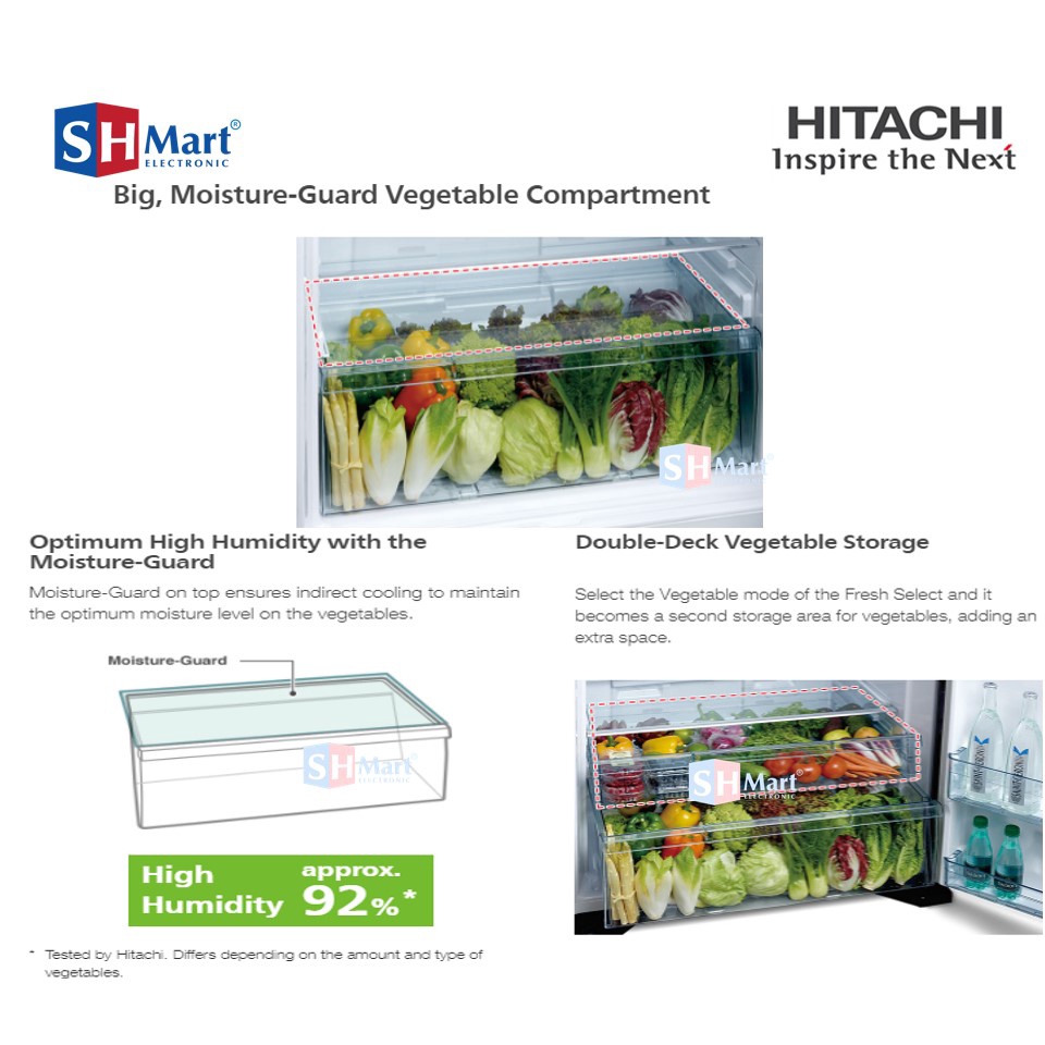 HITACHI KULKAS 2 PINTU INVERTER GLASS R-VG61PGD7GBK / RVG61PGD7 MEDAN