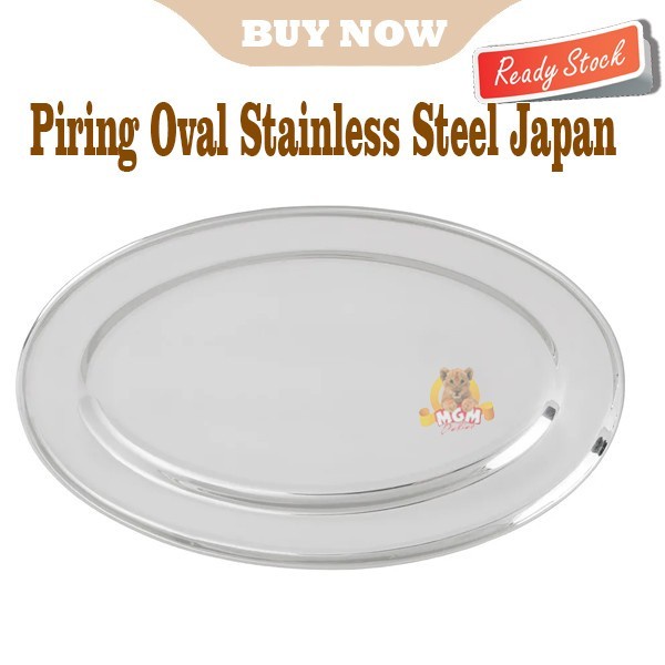 Piring Oval Stainless Steel Japan 18-10 ukuran 35cm atau 14inch TEBAL