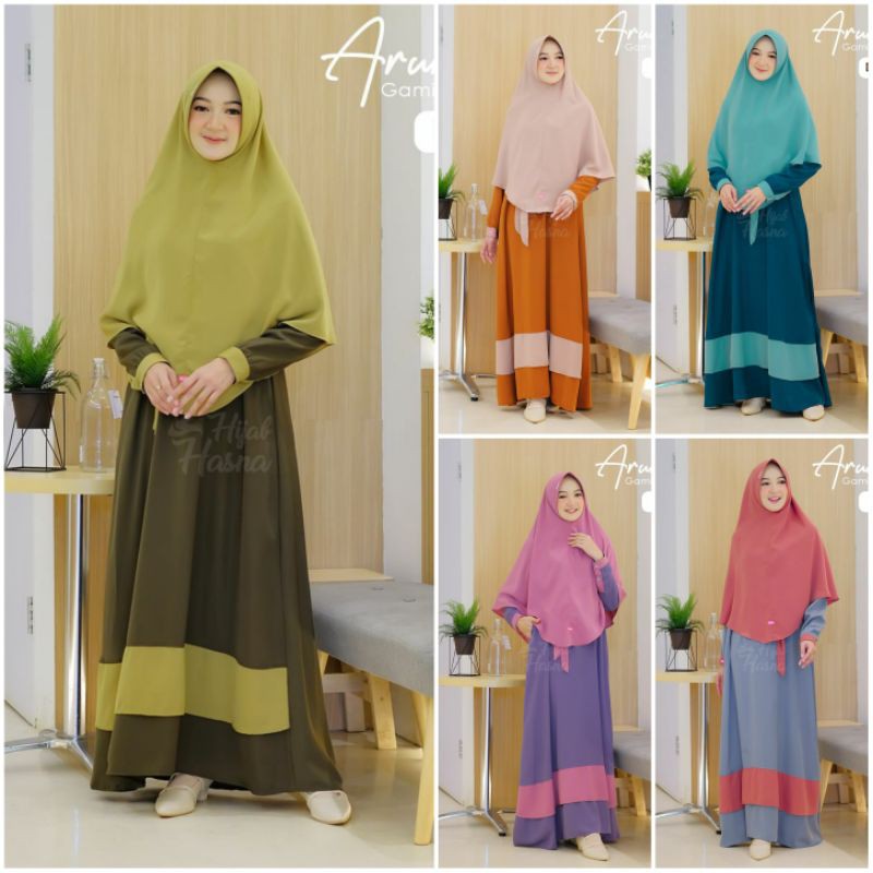 Gamis Aruna By Hasna Hijabku - Matterial Kain Torino Jasmine