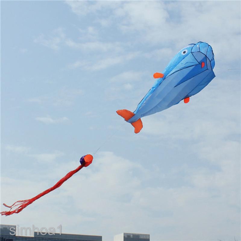 Blue Dolphin Frameless Kites Easy Flyer Kite for Beach Park Garden Play 