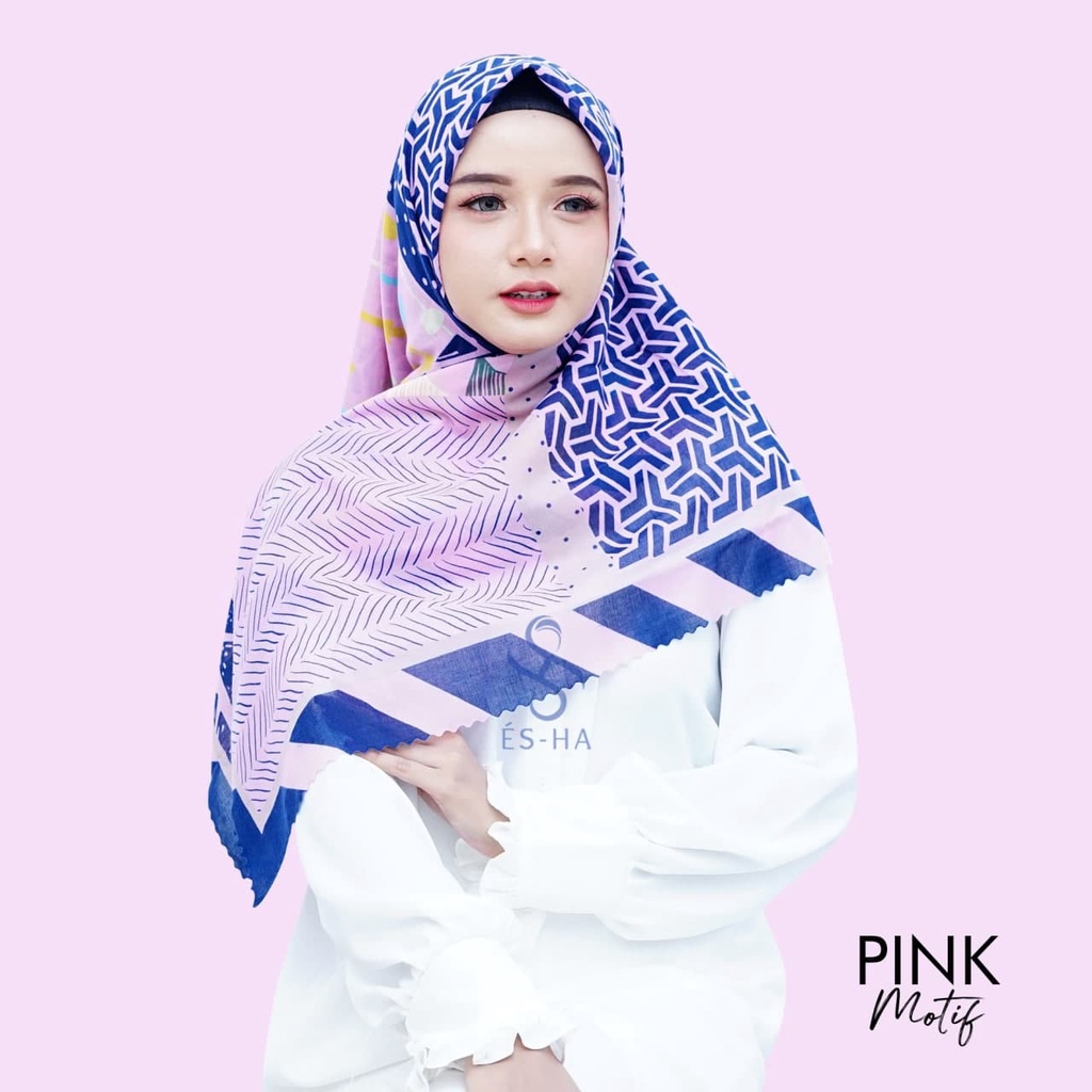 (PART 1) Series Hijab Motif Voal / Segiempat Motif Voal Premium Exclusive-PINK