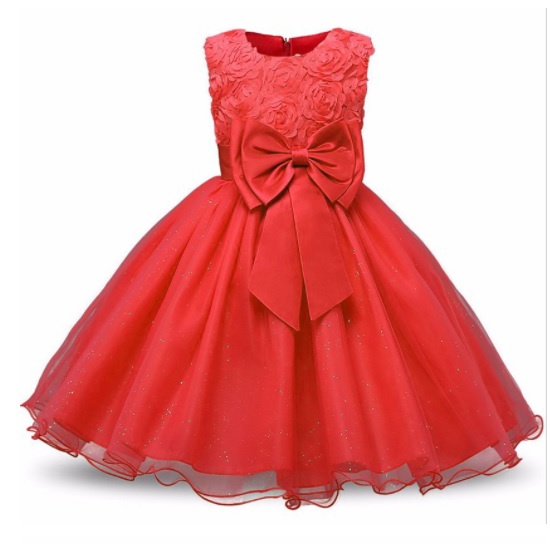 DRESS PESTA ANAK PEREMPUAN IMPORT/ PARTY DRESS / GAUN PESTA ANAK ROSE KEMBANG 1 - 10TAHUN