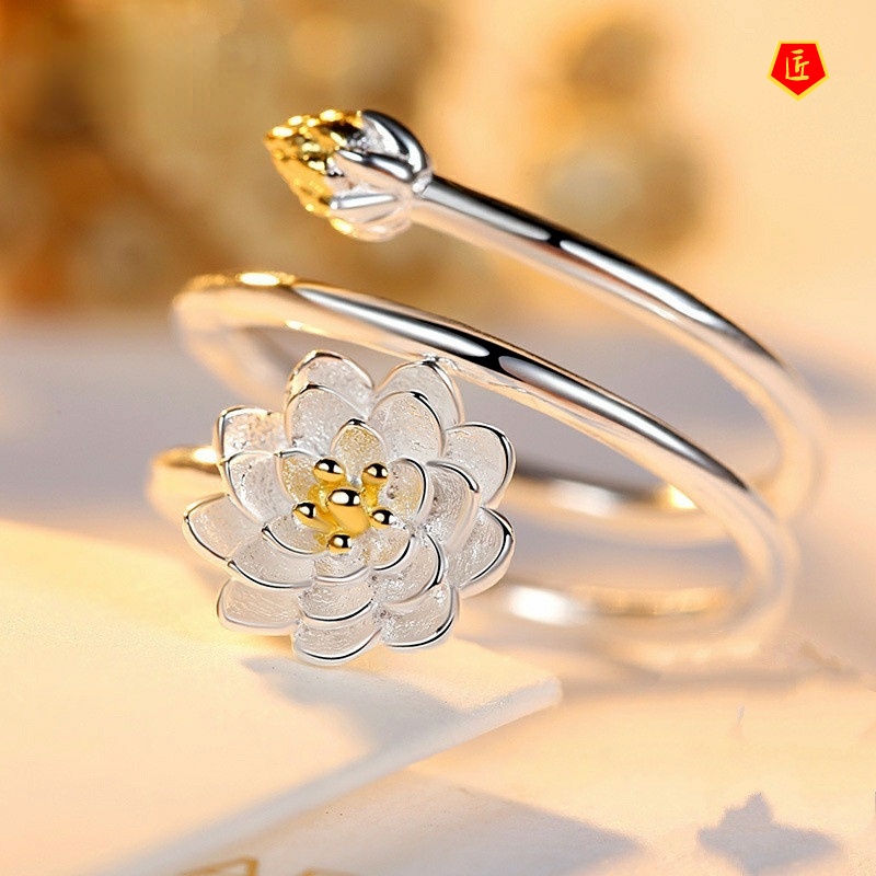 [Ready Stock]Special Simple Creative Lotus Silver Ring