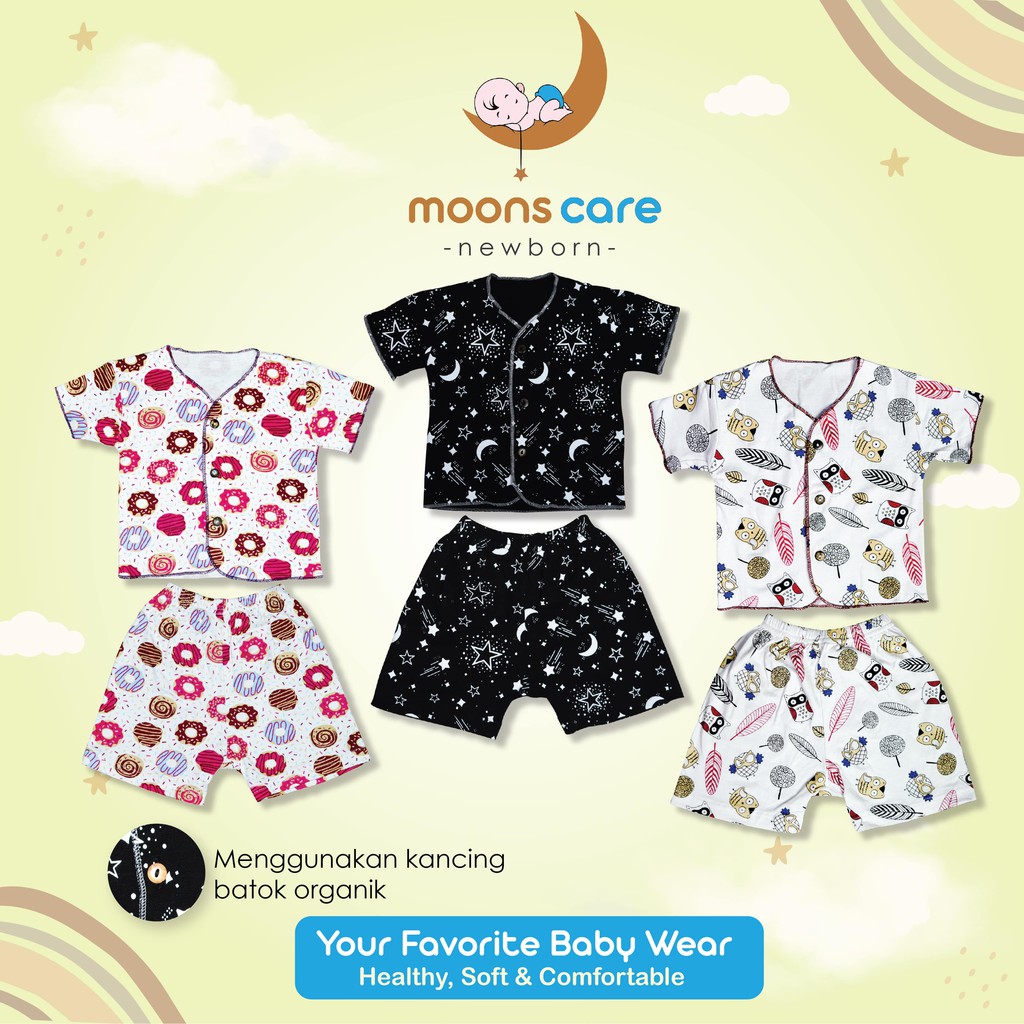 SML MOONS STELAN PENDEK PREMIUM BABYMOON STELAN BAJU BARU LAHIR NEWBORN BAJU BAYI BAJU PANJANG KUTUN