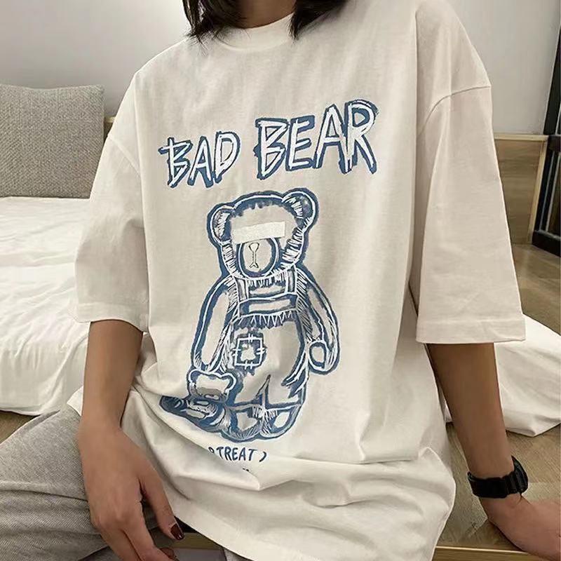 THISTLE - Oversize Tee Tshirt Wanita Model Longgar Motif Bad Bear