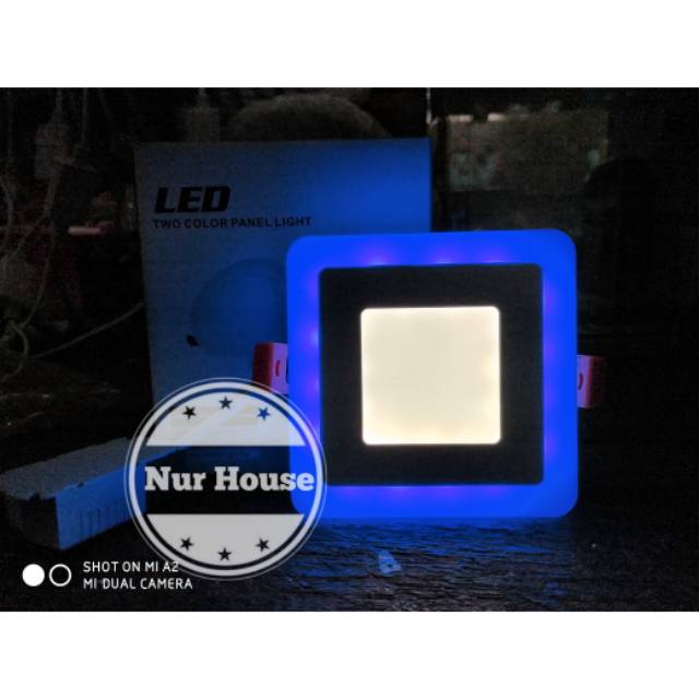 downlight led 2 warna 3+3 watt panel led 2 warna kotak lis biru