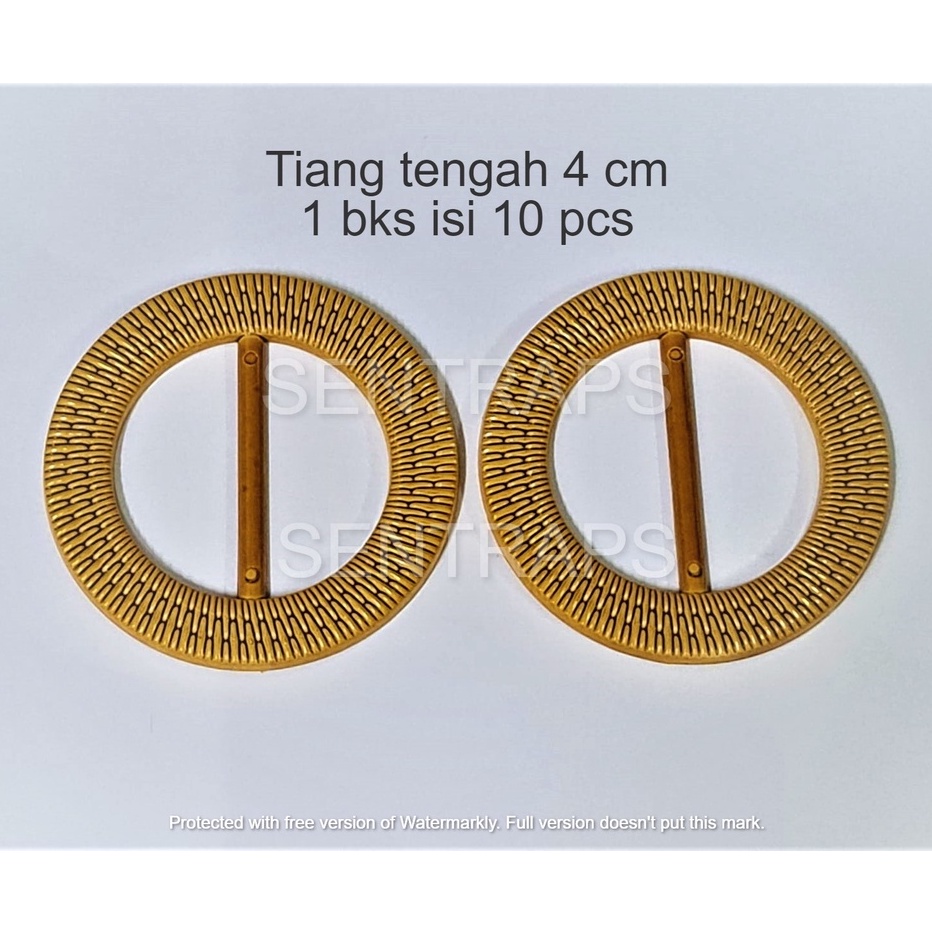 Kepala gesper/ring bulat motif kayu 4cm