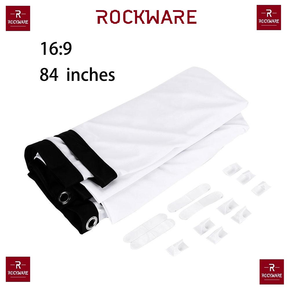 ROCKWARE 84-inch Soft Fabric Portable Foldable Projection Screen - Layar Proyektor 84 inci