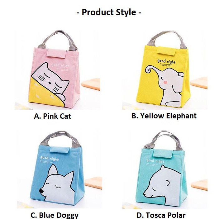 ♫ Megata ♫ A062 Tas Bekal Jumbo Animal Goodnight Organizer Bag Kotak Cooler Makanan Import