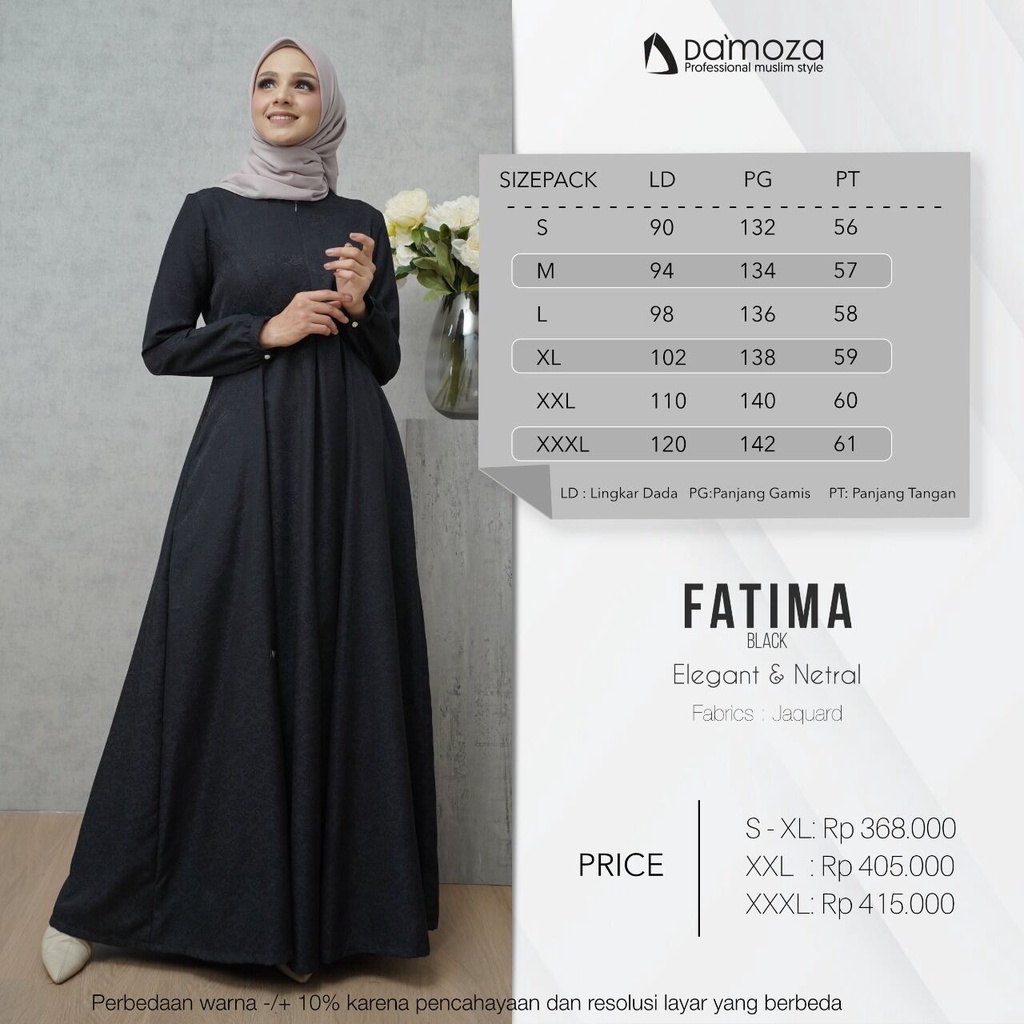 [Terbaru] Gamis Damoza Fatima Ready Warna Hitam