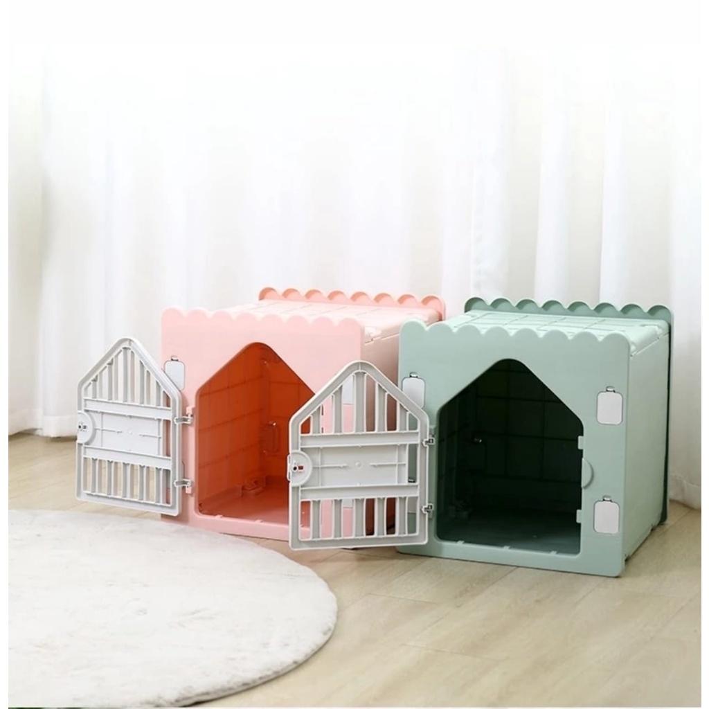 50x45x45 Kandang Rumah Anjing Kucing Kelinci Portable Lipat-2