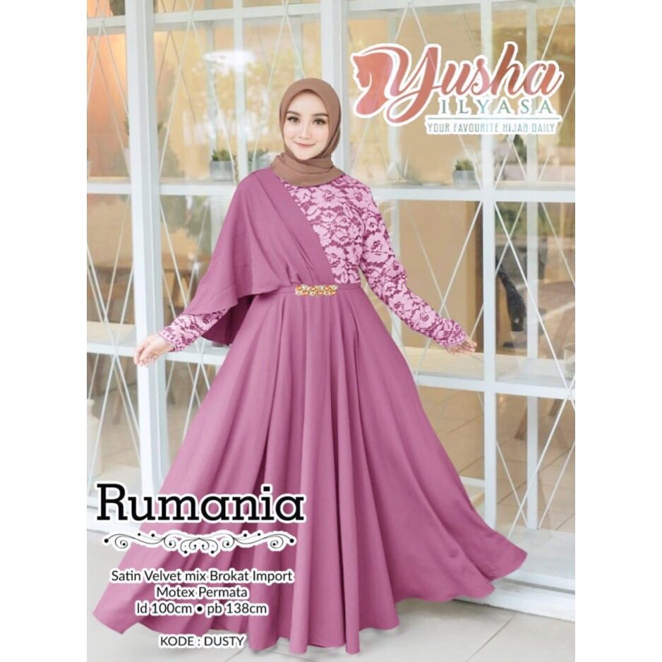 RUMANIA DRESS KAIN WOLFICE MIX BRUKAT Gamis Brukat Kekinian Model Terbaru Gamis Remaja Modern Simple