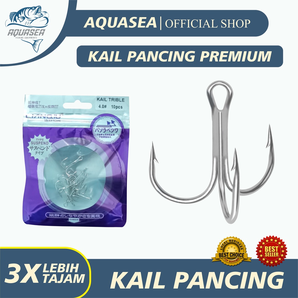 AQUASEA - Hook Kail Pancing Treble Zeus GT Warna Silver 1pcs-0