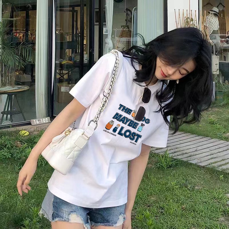 #Sisjuly# Wanita musim panas baru kemeja bottoming versi Korea T-shirt putih longgar atas