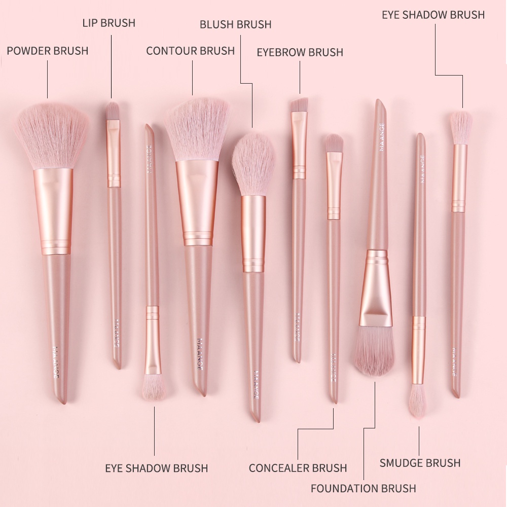 MAANGE 10 Pcs/ Set Professional Makeup Brush Set Kuas Bulu Mikrokristalin Super Lembut 5986