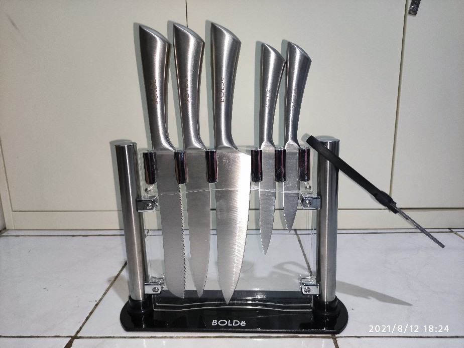 Bolde Super Knives Titanium 7pcs Set Italian Design Set Pisau Gunting Dapur