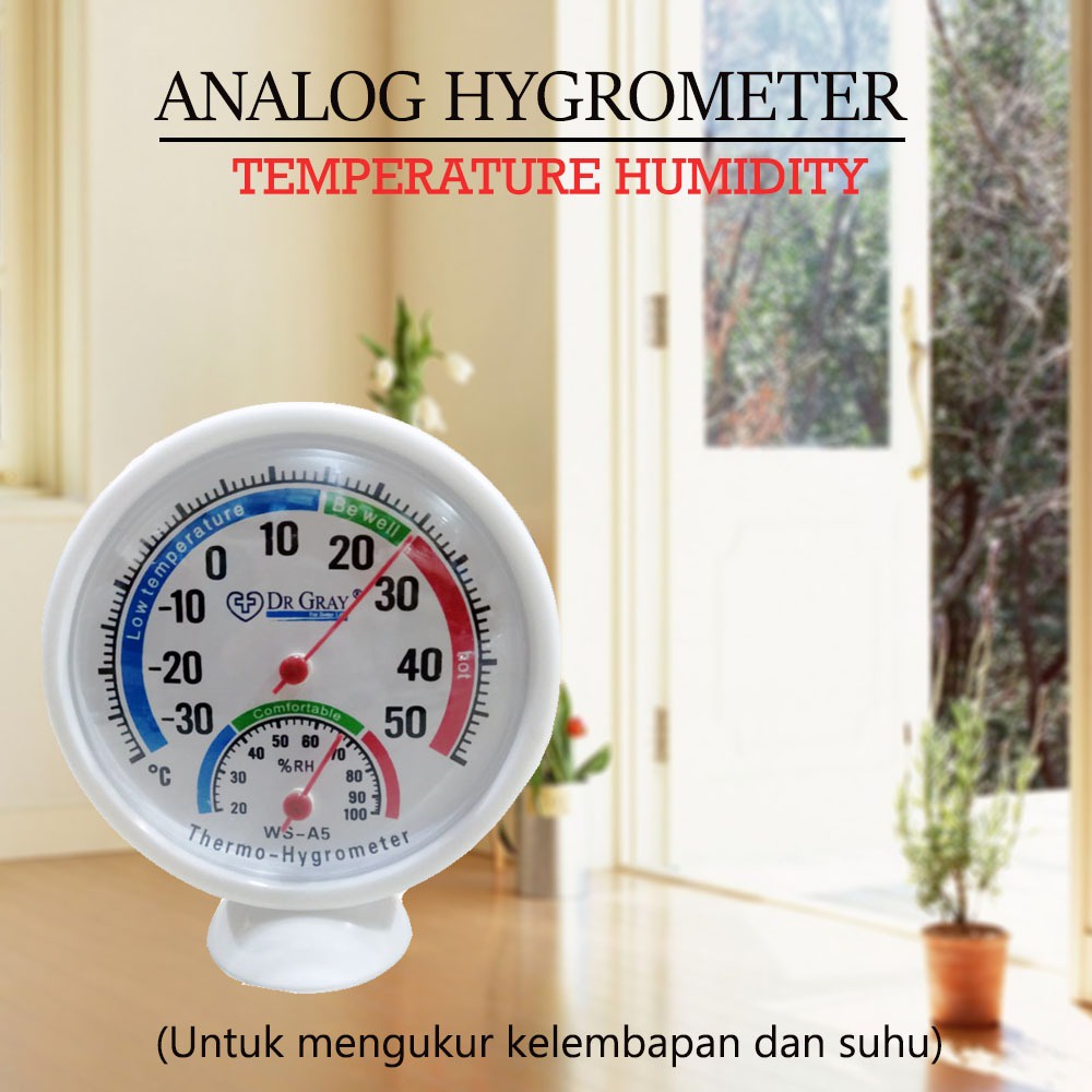 alat ukur suhu kelembaban ruangan hygrometer analog 3 inch DR GRAY