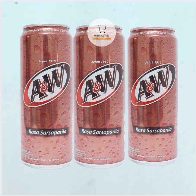 [3kaleng] A&amp;W Sarsaparila Root Beer / AW Rootbeer 250ml AW Kaleng Slim