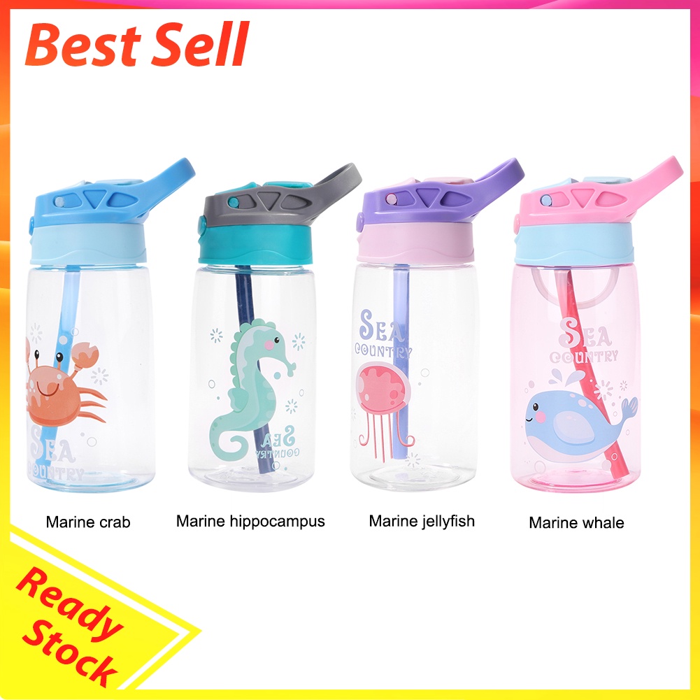 480ml Children Portable Cartoon Kettle w/ Leak-Proof Straw Sports Sippy Cup