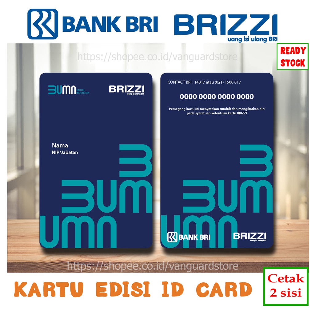 KARTU E MONEY E TOLL ID CARD NEW BRI BRIZZI KARTU PEGAWAI BUMN PENGENAL IDENTITAS - 2 SISI