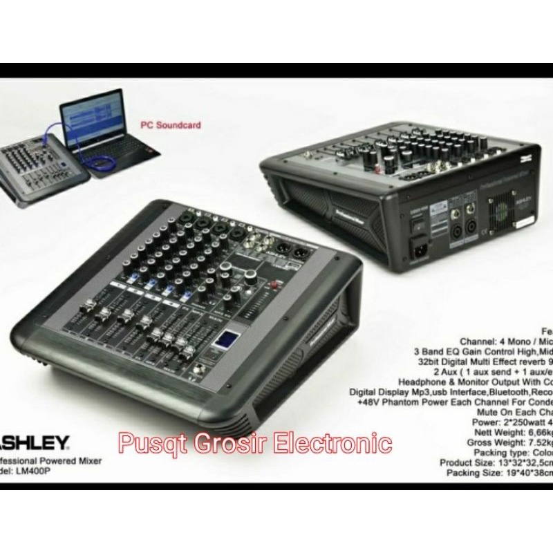 POWER MIXER ASHLEY LM400P/LM 400P SOUNDCARD BLUETOOTH USB