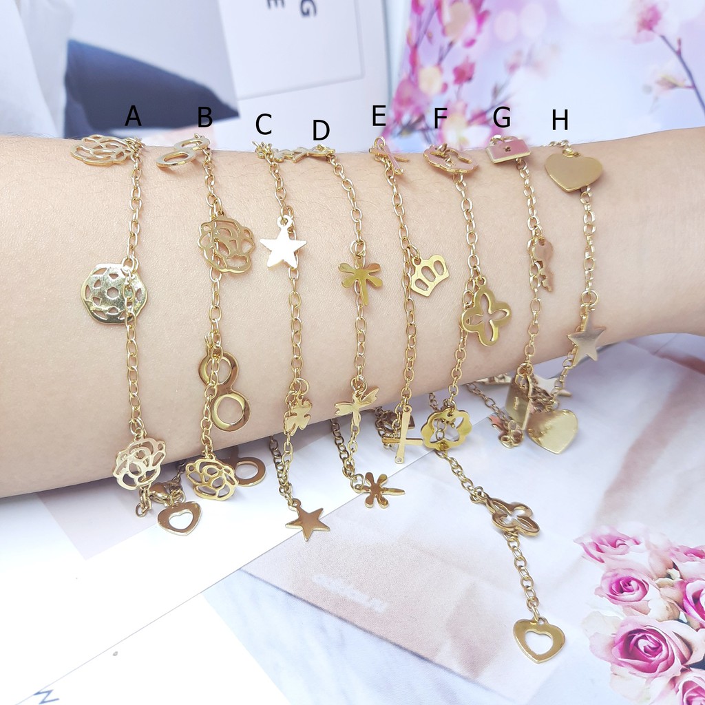 Gelang Kaki Tangan Besar Titanium Fashion Korea  Gold - BB628