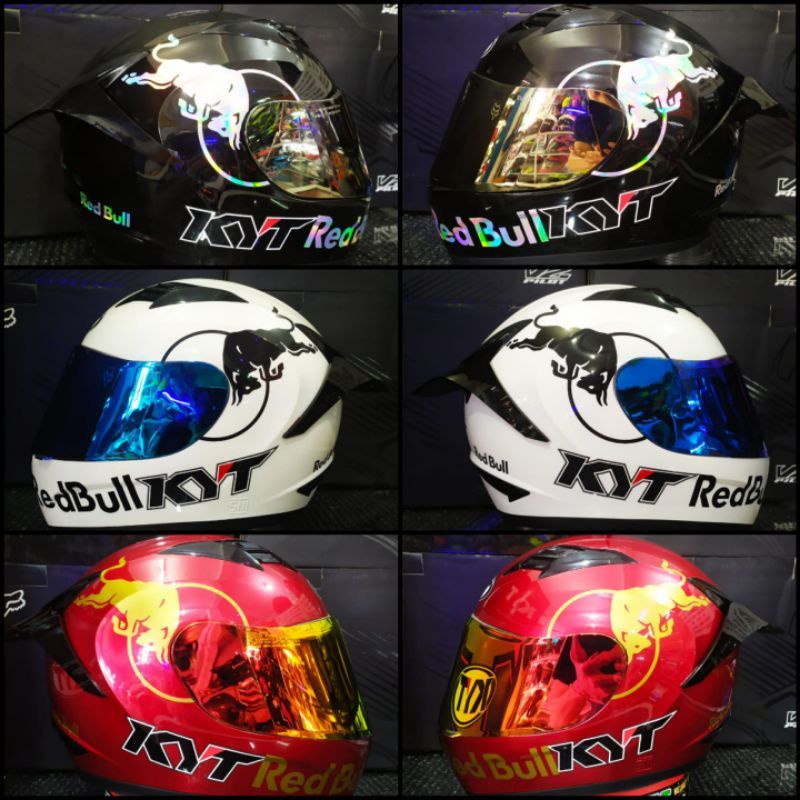 KYT HELM R10 SOLID FULL STIKER REDBULL PAKET GANTENG